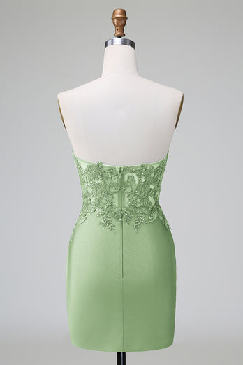 Glitter Dark Green Beaded Tight Appliques Short Prom Dress
