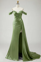 Load image into Gallery viewer, Sparkly Golden Long Mermaid Prom Dress with Side Cape