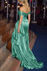 Load image into Gallery viewer, Dark Green Mermaid Off the Shoulder Long Gala Dress with Ruffles