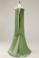 Load image into Gallery viewer, Mermaid Light Green Corset Neck Scarf Long Prom Dress with Slit