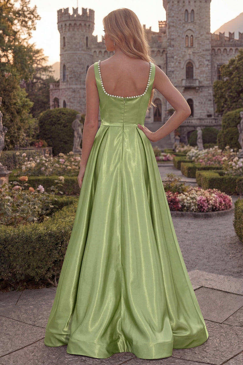 Load image into Gallery viewer, Burgundy Simple A Line Square Neck Long Evening Dress with Pearls