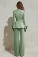 Load image into Gallery viewer, 2 Piece Ivory Peak Lapel Wide Leg Long Business Suits with Sash