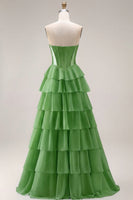 Load image into Gallery viewer, Pink Ruffled Sequin Long Corset Prom Dress with Bow