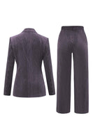 Load image into Gallery viewer, Peacock Blue Stripe Notched Lapel 2 Pieces Women Party Suits with Belt