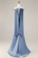 Load image into Gallery viewer, Mermaid Light Green Corset Neck Scarf Long Prom Dress with Slit