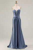 Load image into Gallery viewer, Dark Green Strapless Mermaid Long Corset Prom Dress