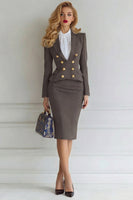 Load image into Gallery viewer, 2 Piece Royal Blue Double Breasted Midi Pencil Business Suits