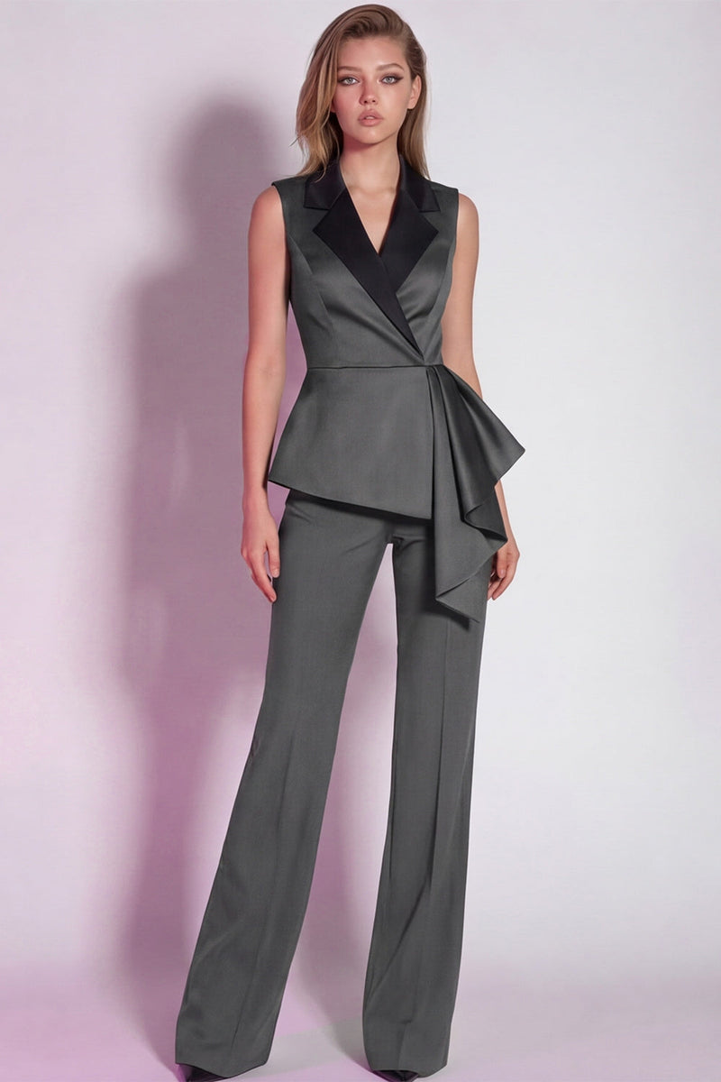 Load image into Gallery viewer, 2 Piece Grey Notched Lapel Business Suits with Sash