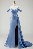 Load image into Gallery viewer, Sparkly Golden Long Mermaid Prom Dress with Side Cape