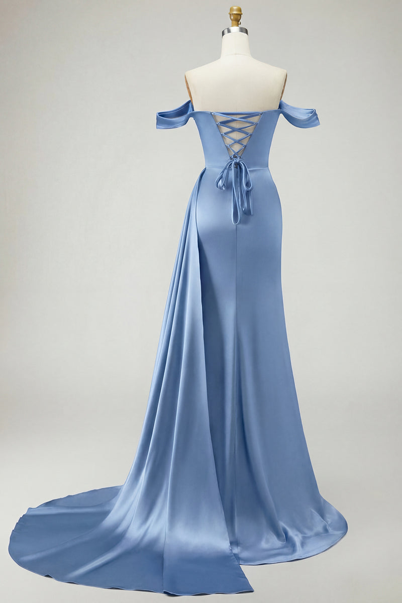 Load image into Gallery viewer, Sparkly Golden Long Mermaid Prom Dress with Side Cape