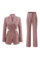 Load image into Gallery viewer, 2 Piece Grey Blue Notched Lapel Cut Out Women Prom Suits