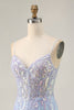 Load image into Gallery viewer, Sparkly Blue Spaghetti Straps Corset Lace Short Prom Dress