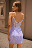 Load image into Gallery viewer, Sparkly Blue Spaghetti Straps Corset Lace Short Prom Dress