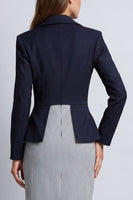 Load image into Gallery viewer, Sheath Peak Lapel Navy Double Breasted Striped Long Work Dress