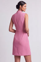 Load image into Gallery viewer, V-Neck Pink Short Single Breasted Work Dress