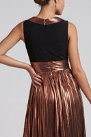 Load image into Gallery viewer, Sparkly Coffee Metallic Long A Line Boat Neck Mother of the Bride Dress