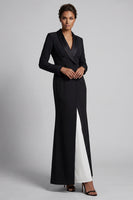 Load image into Gallery viewer, Shawl Lapel Mermaid Black and White Double Breasted Long Work Dress