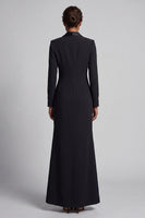 Load image into Gallery viewer, Shawl Lapel Mermaid Black and White Double Breasted Long Work Dress