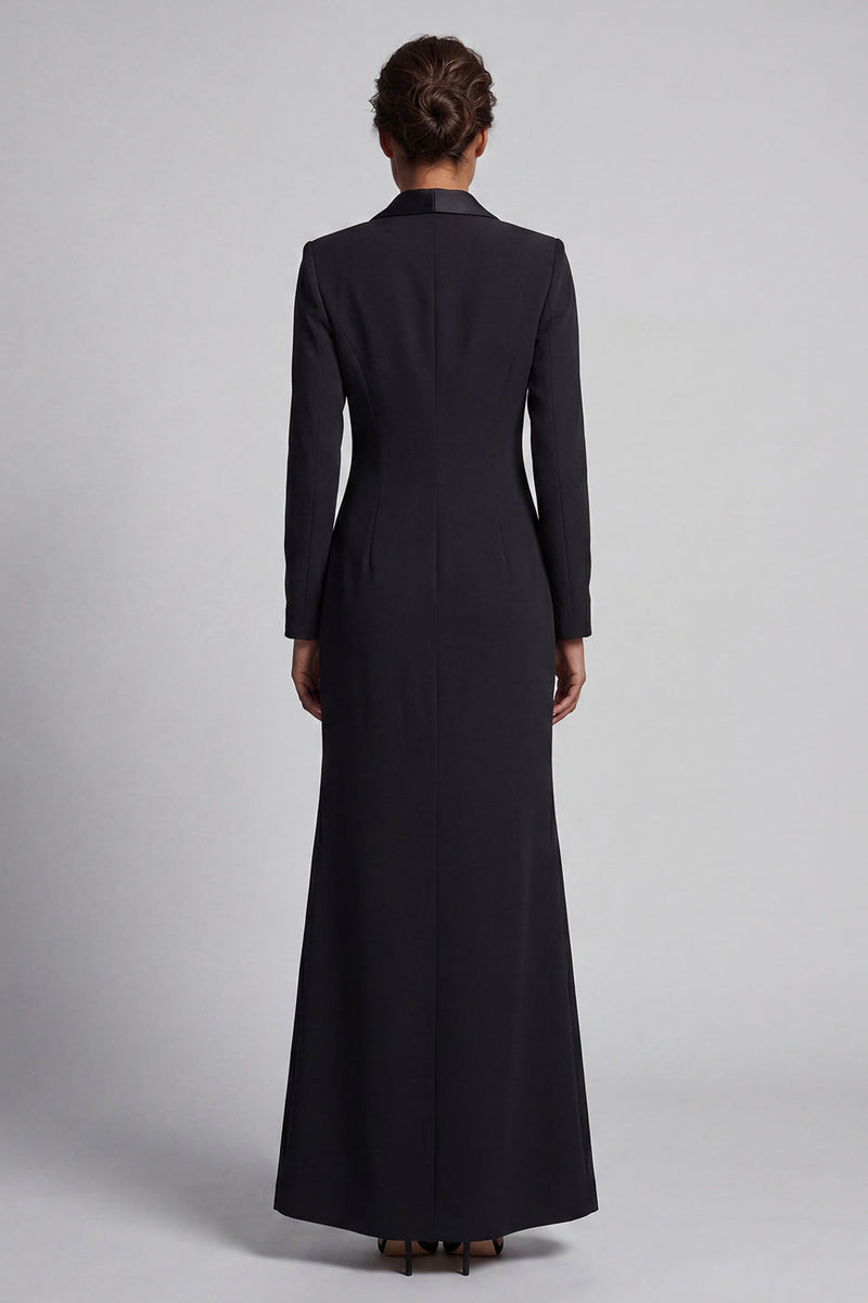 Load image into Gallery viewer, Shawl Lapel Mermaid Black and White Double Breasted Long Work Dress