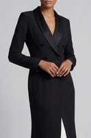 Load image into Gallery viewer, Shawl Lapel Mermaid Black and White Double Breasted Long Work Dress