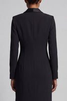 Load image into Gallery viewer, Shawl Lapel Mermaid Black and White Double Breasted Long Work Dress