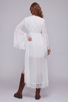 Load image into Gallery viewer, V-Neck White A Line High Low Beach Western Wedding Dress with Lace