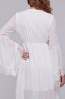 Load image into Gallery viewer, V-Neck White A Line High Low Beach Western Wedding Dress with Lace