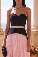 Load image into Gallery viewer, Pink Sweetheart Maxi A Line Color Block Formal Dress with Pleats