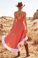 Load image into Gallery viewer, High Low A Line Brown Spaghetti Straps Boho Dress