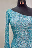 Load image into Gallery viewer, Blue Sequins Party Dress with Sleeves