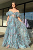 Load image into Gallery viewer, Green Flower Off The Shoulder Prom Dress_1