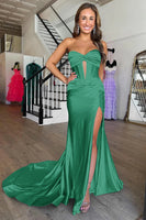 Load image into Gallery viewer, Simple Royal Blue Sweetheart Mermaid Long Prom Dress with Slit