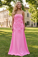 Load image into Gallery viewer, Sage Green Floral A Line Strapless Maxi Formal Dress