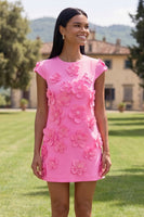 Load image into Gallery viewer, Floral Butter Yellow Short Round Neck Birthday Party Dress with Sleeves