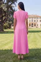 Load image into Gallery viewer, Dark Green A Line Floral Round Neck Maxi Formal Dress with Sleeves