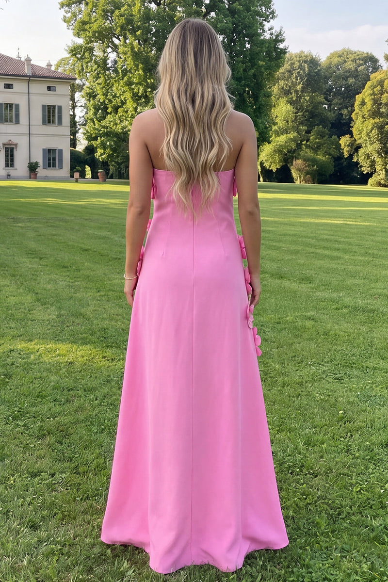 Load image into Gallery viewer, Sage Green Floral A Line Strapless Maxi Formal Dress
