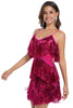 Load image into Gallery viewer, Sparkly Golden Tight Tiered Short Prom Dress with Fringes