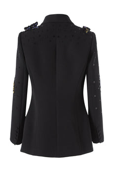 Sparkly Black Shawl Lapel Sequin Women Prom Blazer