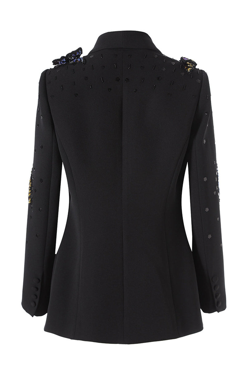 Load image into Gallery viewer, Sparkly Black Shawl Lapel Sequin Women Prom Blazer