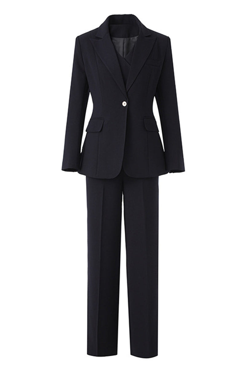 Load image into Gallery viewer, Black 3 Piece Notched Lapel Business Suits with Sleeves