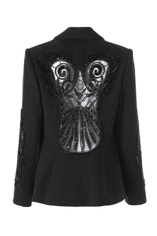 Sparkly Black Sequin Shawl Lapel Women Prom Blazer