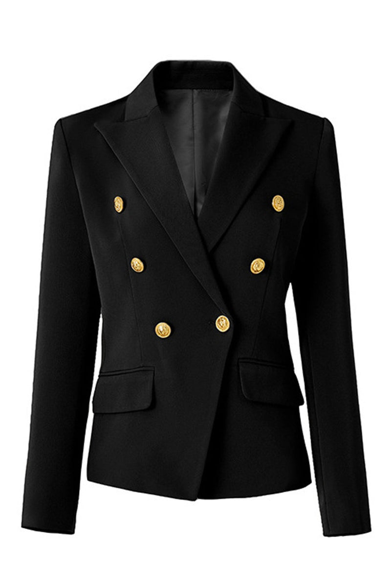Load image into Gallery viewer, Peak Lapel Black Double Breasted Women Prom Blazer
