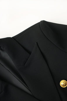 Peak Lapel Black Double Breasted Women Prom Blazer