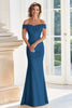 Load image into Gallery viewer, Elegant Mermaid Dusty Blue Off The Shoulder Mother of the Bride Dress with Lace