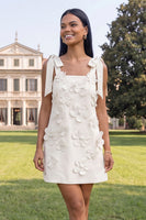Load image into Gallery viewer, Floral Pink Short Thick Straps A Line Birthday Party Dress with Bows