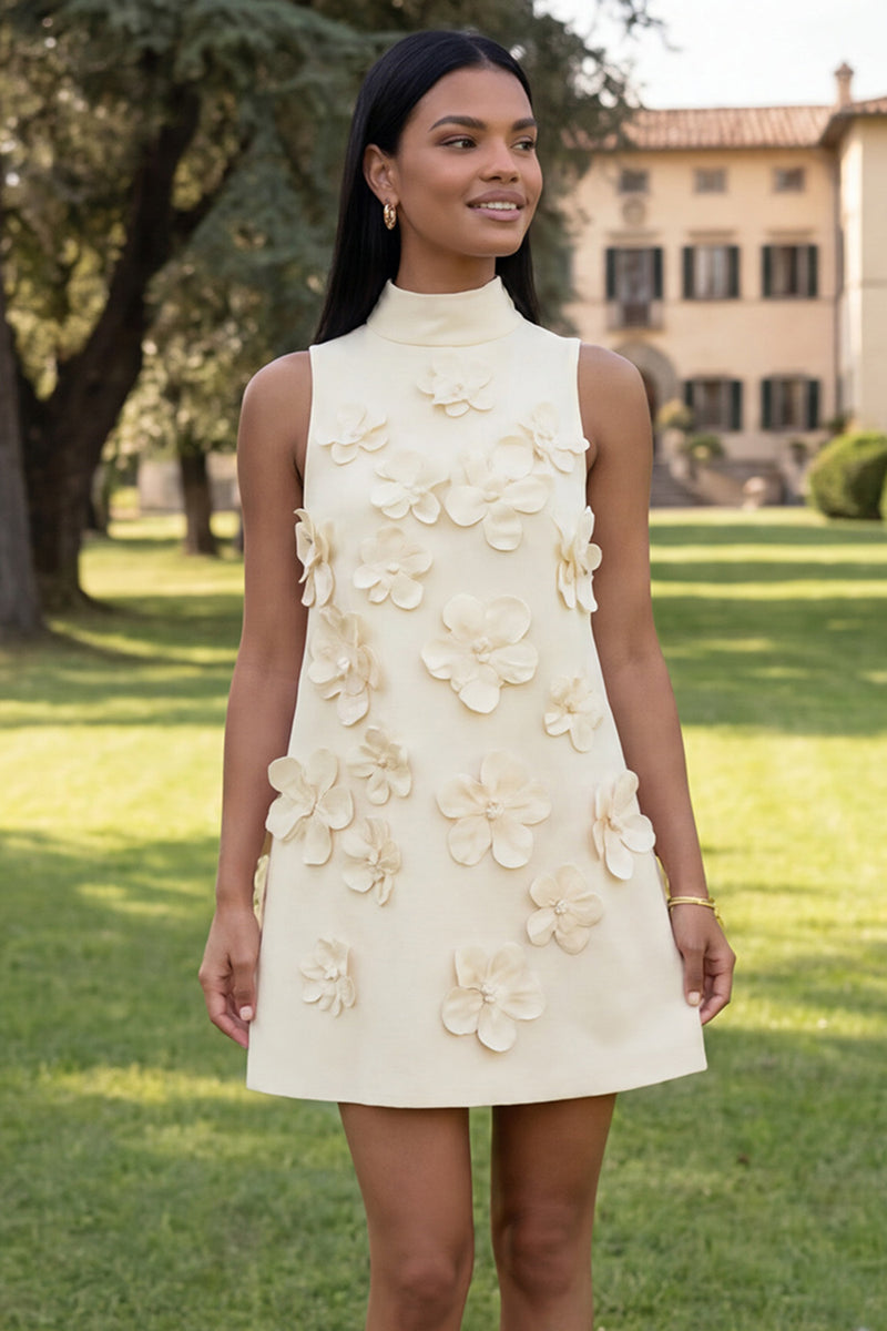 Load image into Gallery viewer, Floral Sage Green Short High Neck A Line Birthday Party Dress