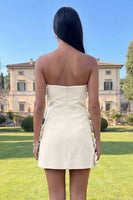 Load image into Gallery viewer, Red Strapless Short Floral Birthday Party Dress