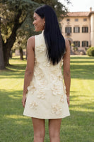 Load image into Gallery viewer, Floral Sage Green Short High Neck A Line Birthday Party Dress