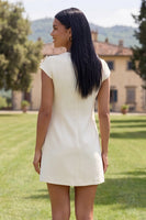 Load image into Gallery viewer, Floral Butter Yellow Short Round Neck Birthday Party Dress with Sleeves