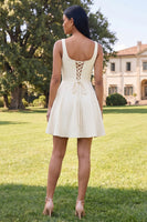 Load image into Gallery viewer, Floral Blue Short Square Neck A Line Birthday Party Dress with Pockets